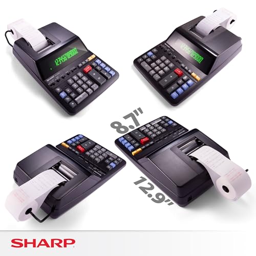 Sharp 12-Digit EL2196BL Printing Calculator A/C Powered 0.47" LCD Fluorescent Display Office