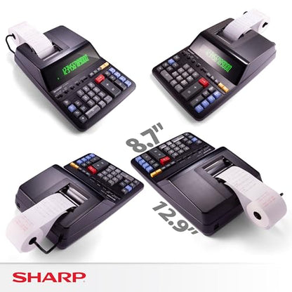 Sharp 12-Digit EL2196BL Printing Calculator A/C Powered 0.47" LCD Fluorescent Display Office
