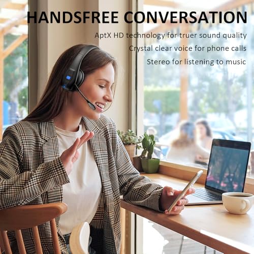 Conambo DE-JBT100 Wireless Bluetooth Headset V5.1 CVC8.0 Noise Cancelling Technology 35-Hour Battery Life On-Ear Headphones