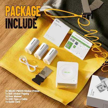 Nelko PM230 Thermal Sticker Printer Monochrome 300dpi Portable Multifunction Printer