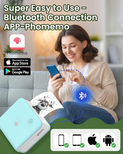 Phomemo M02PRO-G-B Mini Printer 300dpi Portable Bluetooth Printer for Printing