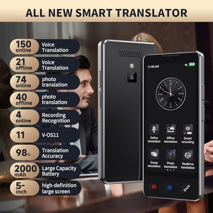 FICALLO Language Translator Device 5.75x3.43x1.65 inches 4.2 ounces