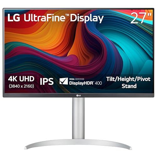 LG 27UP650K-W 27-Inch 4K UHD (3840 x 2160) IPS Monitor, 60Hz, 5ms, DisplayHDR 400, White