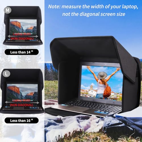 ZIORS 12-14in Portable Laptop Sun Shade Foldable Privacy Shield Anti-Glare