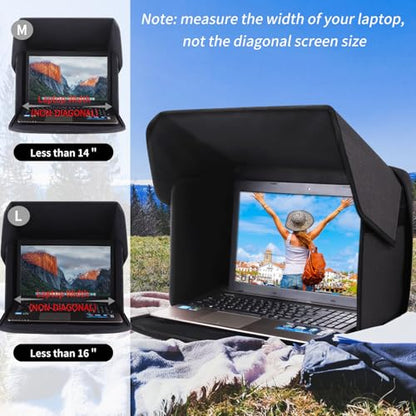 ZIORS 12-14in Portable Laptop Sun Shade Foldable Privacy Shield Anti-Glare