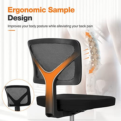 Sweetcrispy Small Office Desk Chair C-2077-BK Adjustable Ergonomic Rolling Design, 250lbs Capacity, Classic Black
