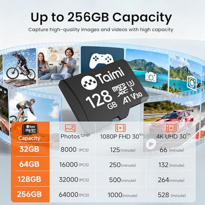 TAIMI 32GB TM-MSD-BK UHS-I microSDXC Card with Read Speed Up to 90 MB/s