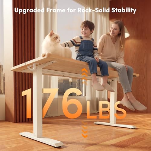 FEZIBO Electric Height Adjustable Standing Desk 48"x24" Maple Surface Steel Frame
