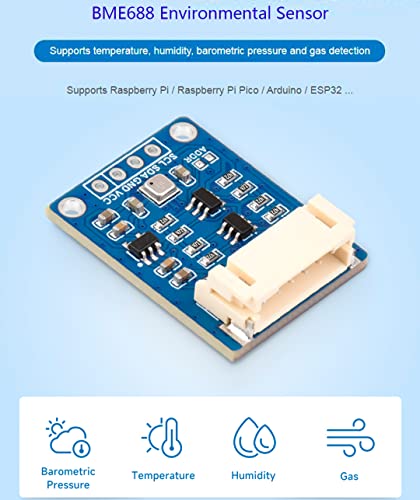 Waveshare 1.06 x 0.78 x 0.11 inches BME688 Environmental Sensor 3.3 Volts ±0.5℃ Digital Compact Device Air Quality Monitor