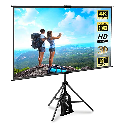lejiada 60IN Tripod Mount Projection Screen 160 Degree Viewing Angle 2kg PVC Enclosure