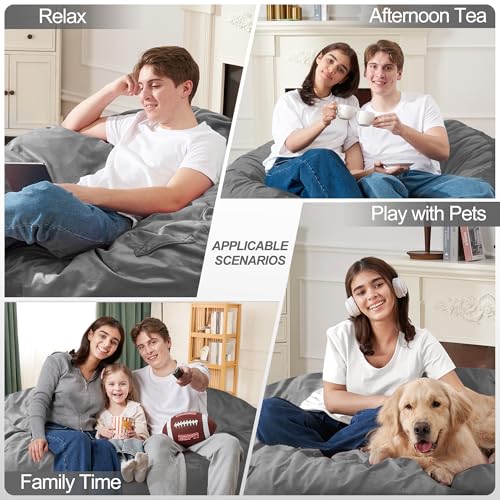 Homguava 3FT Bean Bag Chair Model 08016 Silver Grey
