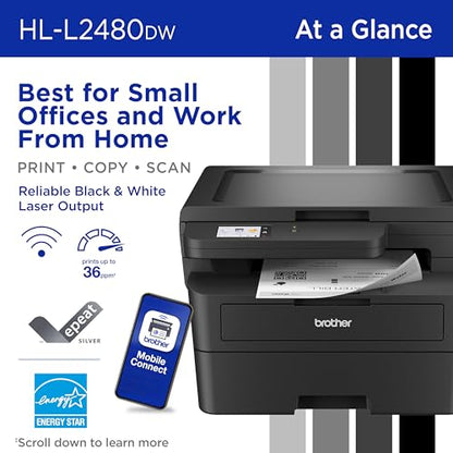 Brother HL-L2480DW Laser Multifunction Printer Monochrome 1200 x 1200 DPI