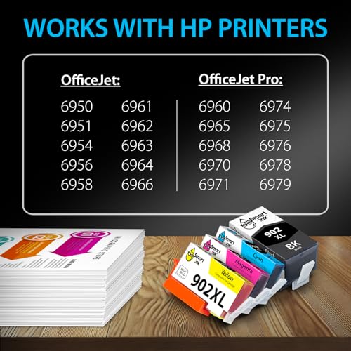 Smart Ink 902XL Ink Cartridge Compatible with HP Printers - High Yield - 4 Count