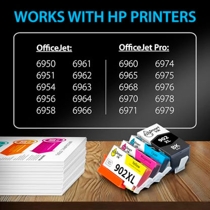 Smart Ink 902XL Ink Cartridge Compatible with HP Printers - High Yield - 4 Count