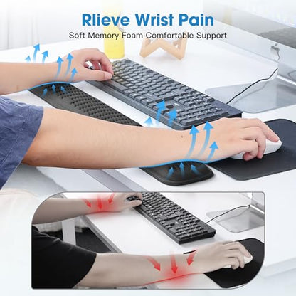 MEKASS Medium 1009 Wrist Rest for Keyboard & Mouse Memory Foam Ergonomic Office Accessory