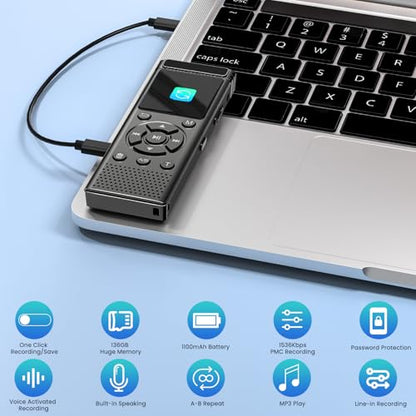 Tonfarb 136GB A20 Digital Voice Recorder with Noise Reduction