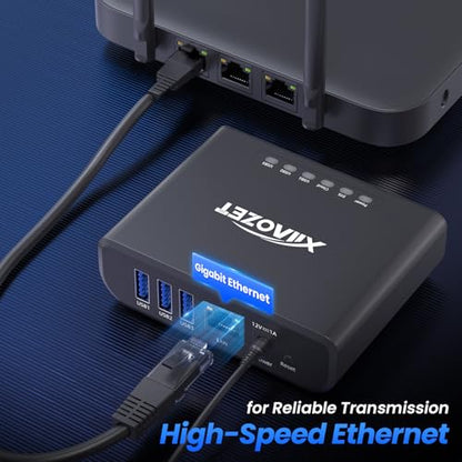 Xiiaozet 3.54 x 2.76 x 0.98 LK301E USB Device Server 3-Port IP Sharing Hub