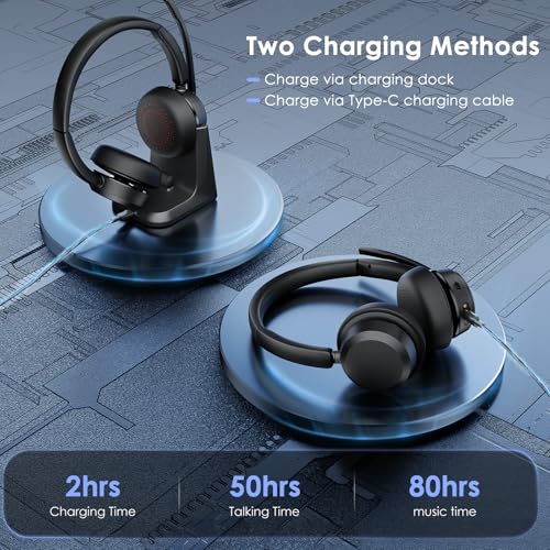 Mopchnic 1.0 Wireless Headset DH18 Noise Cancelling On-Ear Bluetooth Compatible with USB Dongle