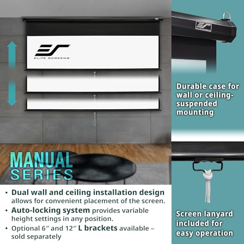 Elite Screens 120-Inch M120UWH2 Matte Pull Down Projection Screen