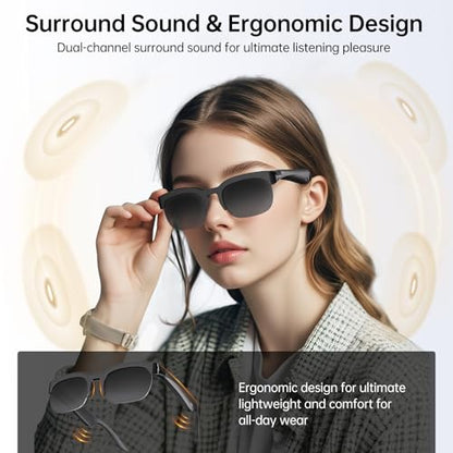 ZYHZMSGJ Rectangular V6 150+ Translation Bluetooth AI Glasses 120H Battery Life IPX5