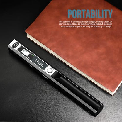 Generic Portable Document Scanner for Photos and Receipts, 900 dpi, USB Connection, Dimensions: 10.04"D x 1.1"W x 0.98"H