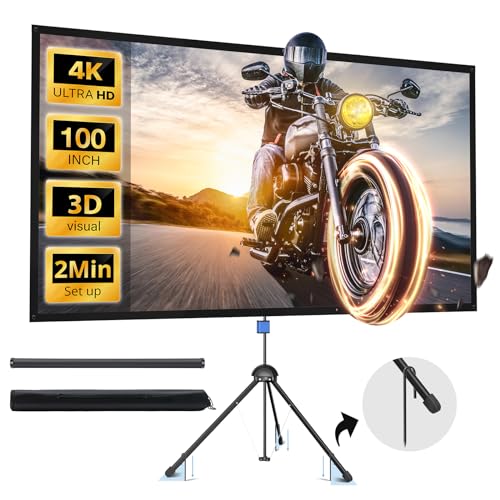 PARIS RHÔNE 100-inch Projection Screen Manual Tripod Mount PVC 1.5 Gain 160° Viewing Angle