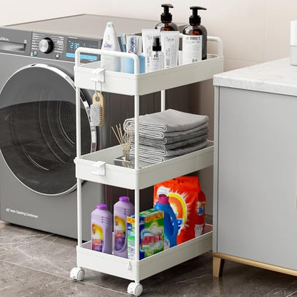 Ronlap 3-Tier Rolling Storage Cart RLSU302WWE-EU White Plastic Utility Organizer