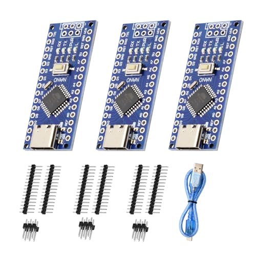 AYWHP 3PCS Nano V3.0 Board 32KB Storage 16MHz Speed USB Connectivity Compatible Windows Mac Linux