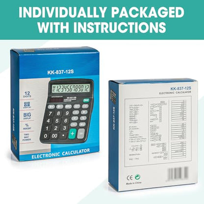 YesBes 4.25 Inch Calculator 5 Pack Solar Powered 12 Digits Basic Function
