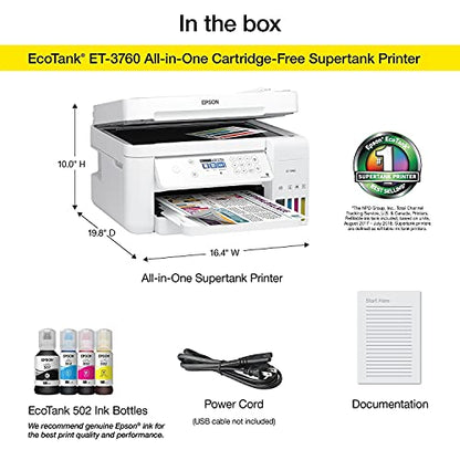 Epson EcoTank ET-3760 All-in-One Printer 4800 x 1200 15ppm Inkjet