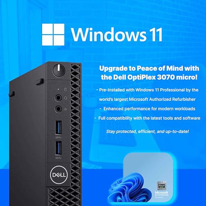 Dell 12.1 x 13.3 x 4 inches Optiplex 3070 Micro | 3840 x 2160 | Mini PC | Windows 11 Pro