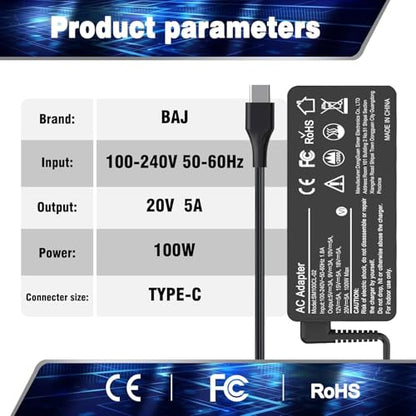 BAJ 100W USB-C Adapter SM100CL-01 Type A 2 Pin Portable Wall Mount Charger