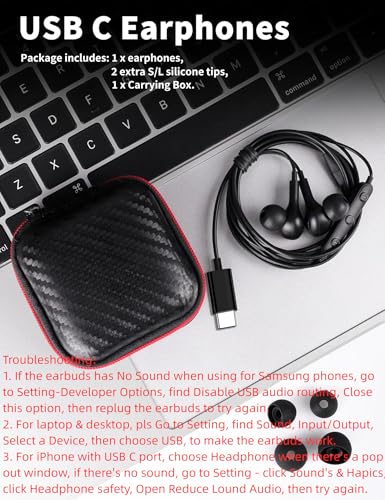 AFGHOA ME541 USB C In-Ear Earbuds with Microphone and Volume Control