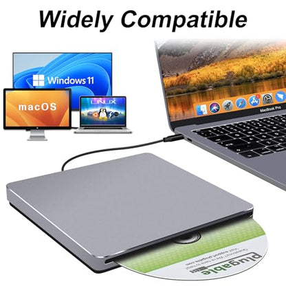 NOLYTH External DVD Drive CT20230403 USB 3.0 Type-C Aluminum Slim Portable