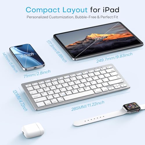 OMOTON Compact Wireless Bluetooth Keyboard with Adjustable Stand for iPad