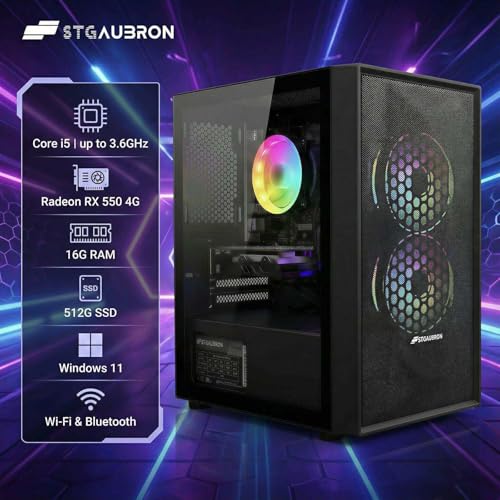 STGAubron ABR1222 Computer Tower Intel Core i5, 3.6 GHz, 16GB RAM, 512GB SSD, Windows 11 Home, 1920x1080, Black