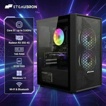 STGAubron ABR1222 Computer Tower Intel Core i5, 3.6 GHz, 16GB RAM, 512GB SSD, Windows 11 Home, 1920x1080, Black