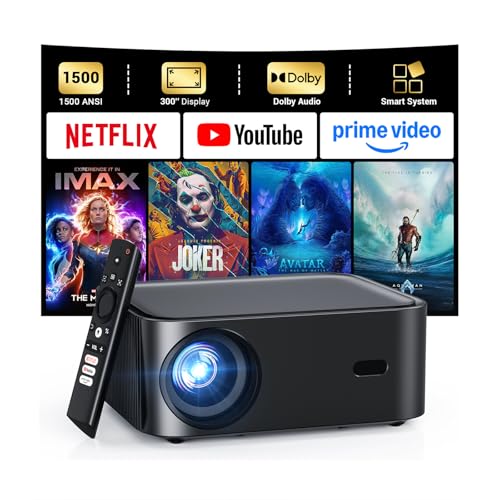 HAPPRUN 6.6" x 3.2" x 7.9" H11 1920 x 1080 1500 ANSI LED Projector