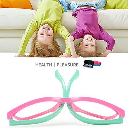 SEEAFUN Pink/Green 323 Round 46mm Blue Light Glasses for Kids