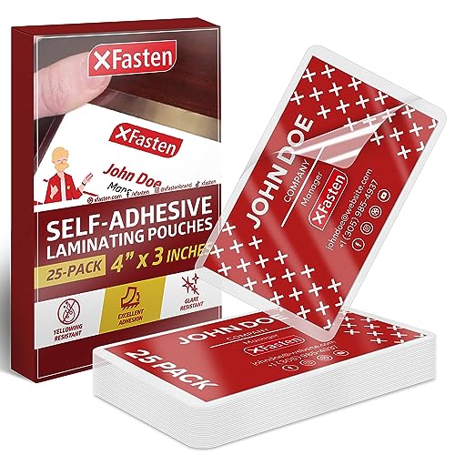 XFasten 25 Count Business Card Laminating Pouches 9.5 Mil Clear Non-Glare