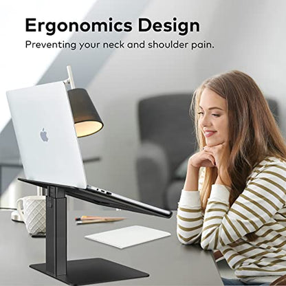 VECOFO Adjustable Laptop Stand for Desk, Aluminum Ergonomic Design, 10-17 Inch Compatibility, Height Adjustability 8.9-14.5 Inches