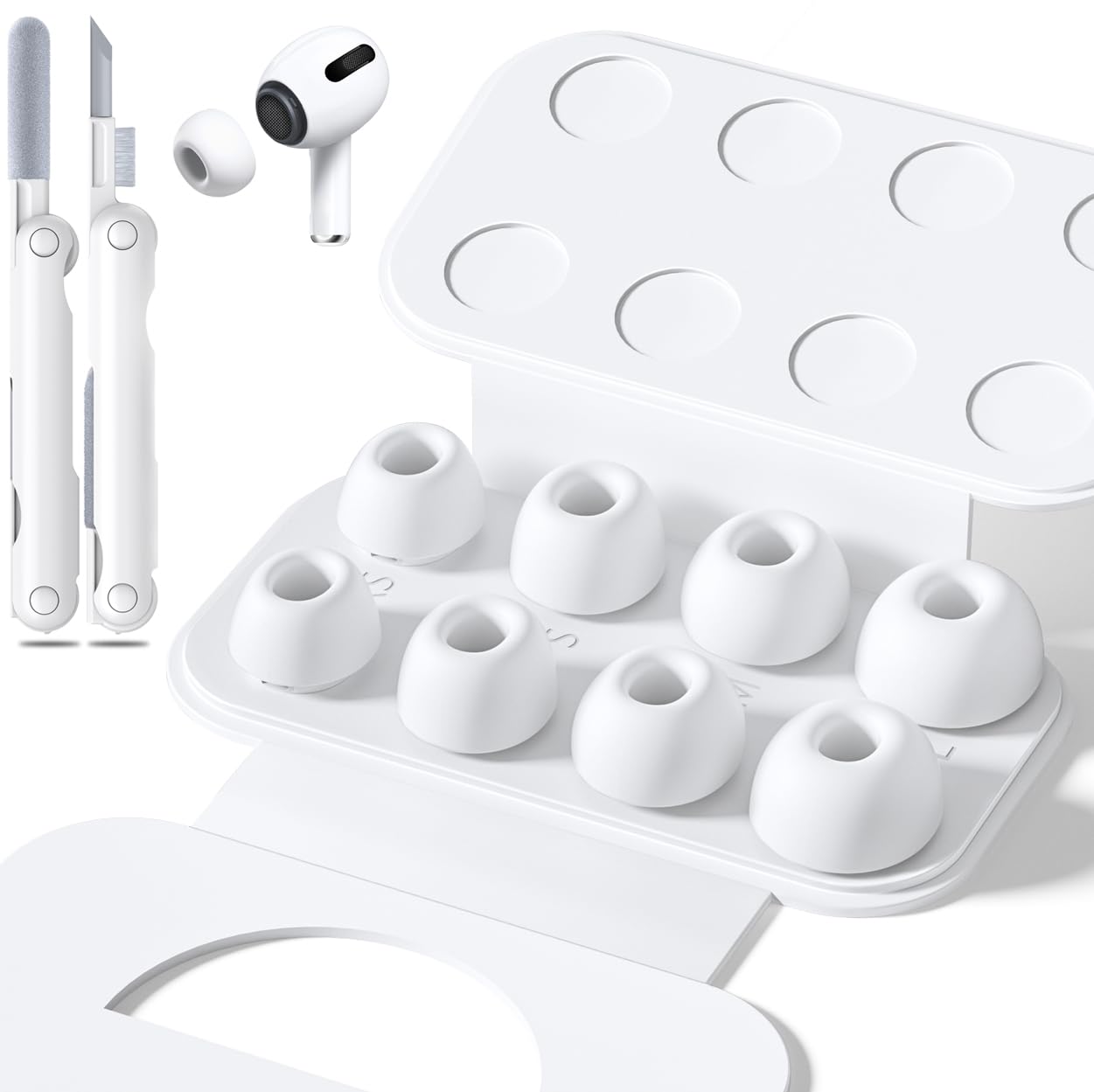 Inesore 4 Pairs Replacement Ear Tips for AirPods Pro 1st/2nd Generation, White, Silicone, Educational Accessory