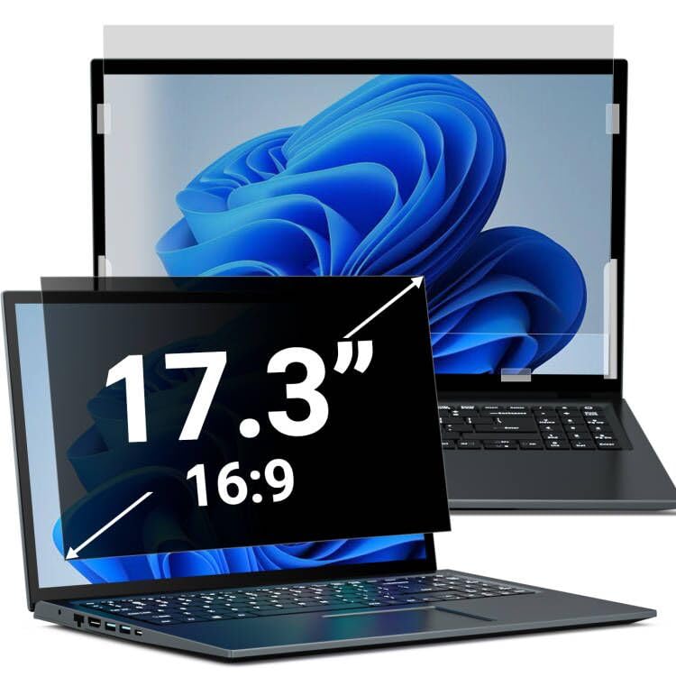 PYS 17.3" Laptop Anti-Glare Privacy Screen Filter - 16:9 Aspect Ratio - Lightweight - Easy Installation
