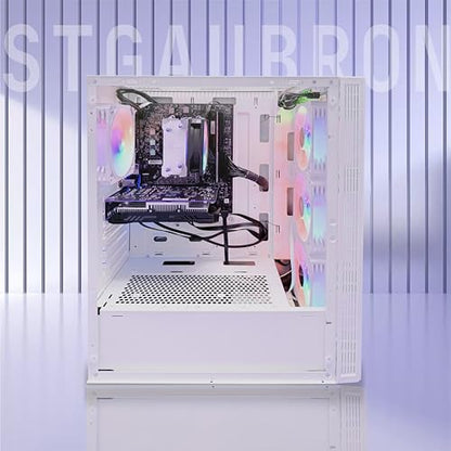 STGAubron White Tower Computer ABR1722 AMD Ryzen 5 5600GT 16GB DDR4 1TB SSD 1920x1080 60Hz