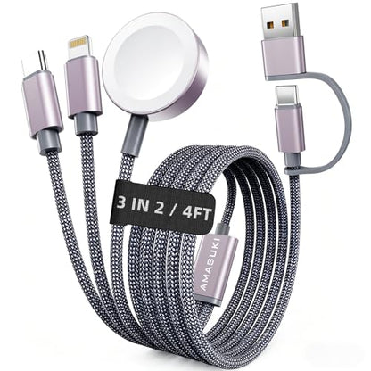 Amasuki 4Feet AK05 USB Type A/C Multi Charging Cable for Apple and Android Devices