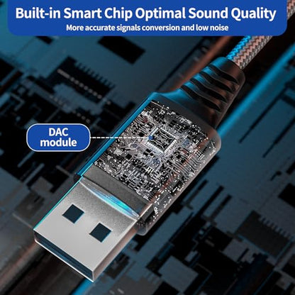 JHAOUS USB-A to 3.5mm Jack Audio Adapter Model JHUSB-3.5 Compatibility: PC, Laptop, Mac, Linux, PS4, PS5