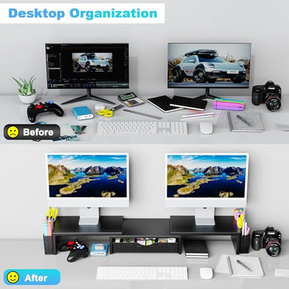 Spacrea 40.6 x 9.3 x 4.3 Inches SP-D1-2 Dual Monitor Stand Riser Metal Organizer