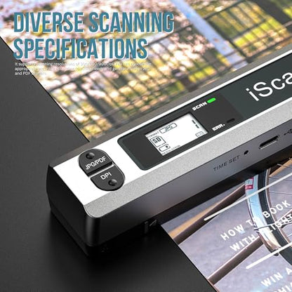 Generic Portable Document Scanner for Photos and Receipts, 900 dpi, USB Connection, Dimensions: 10.04"D x 1.1"W x 0.98"H