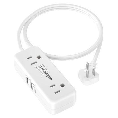 Waksmart 3 Feet Power Strip Model AC-1125 with 4 AC Outlets, 3 USB Ports, 125 Volt