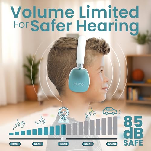 Puro Sound Labs PQP On-Ear Active Noise Cancelling Headphones 85 dB Volume Limit Bluetooth Teal